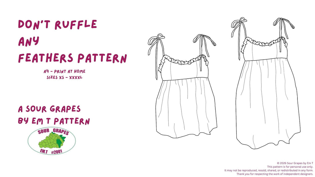 Don't Ruffle Any Feathers sewing pattern - A4/PRINT AT HOME